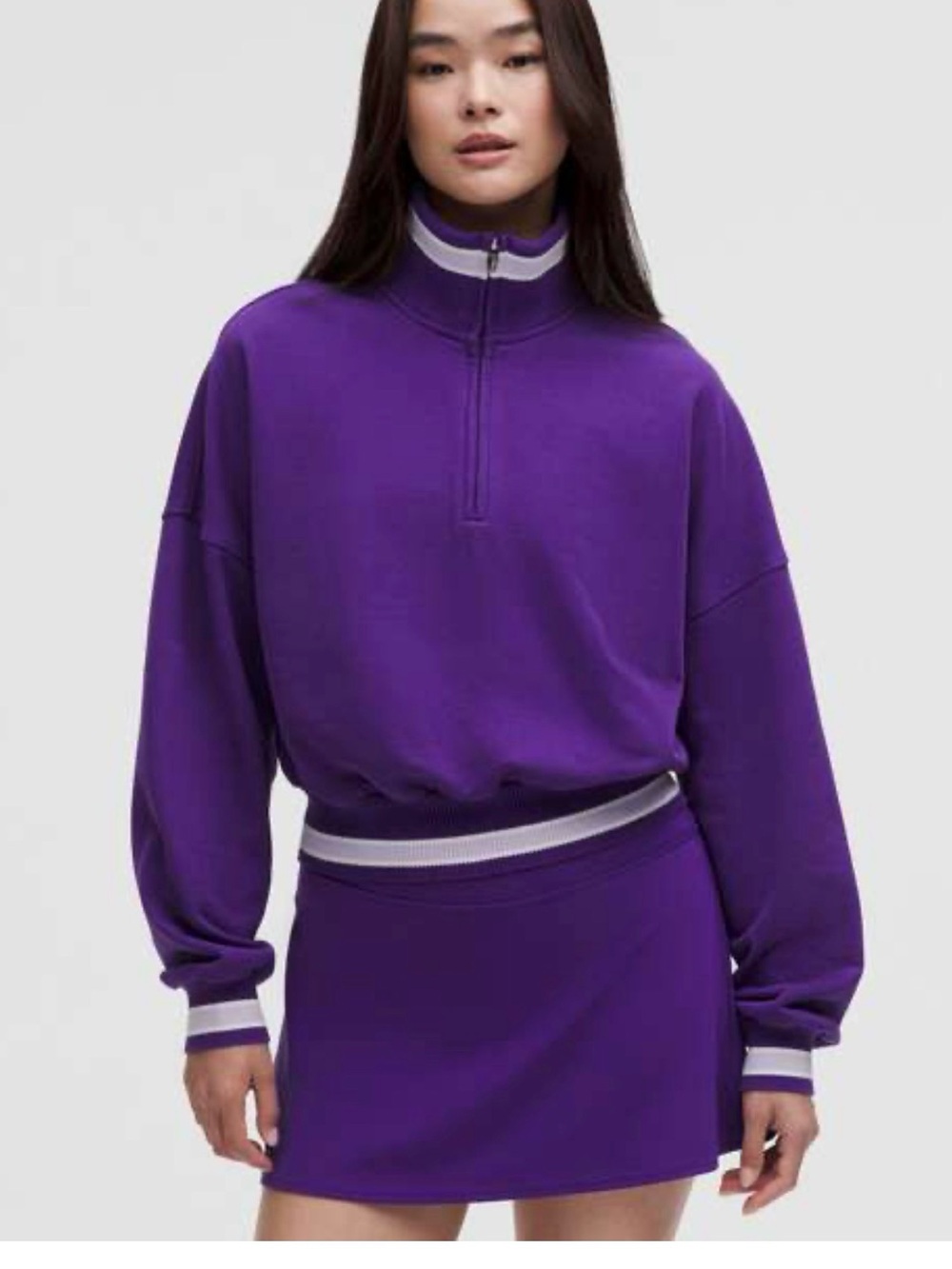 Lululemon Perfectly Oversized Ringer Funnel Neck Half Zip Purple XL